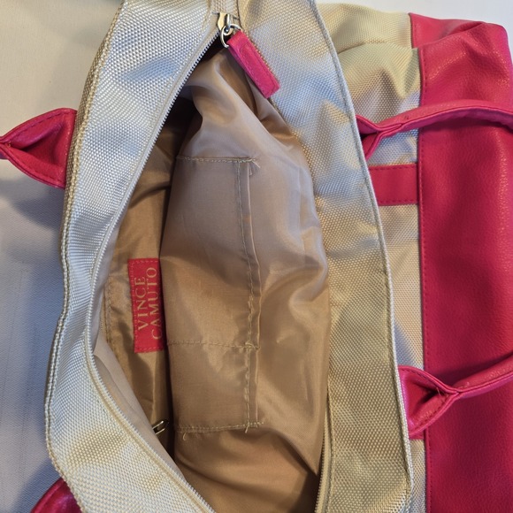 Vince Camuto Large Tote Bag With Hot Pink Handles and Trim - Picture 11 of 14